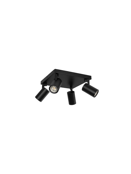 kelvo Ceiling Mount Light 26cm Black with Socket GU10
