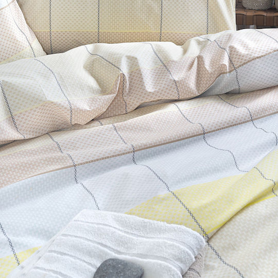 Rythmos Bettbezug-Set Einzelbett mit Kissenbezug 160x250 Colette Yellow-blue