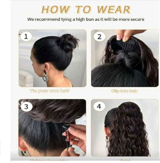 Postiche Curly Ponytail Synthetic Hair High Quality Comb-in Blonde Ombre 24 Inches