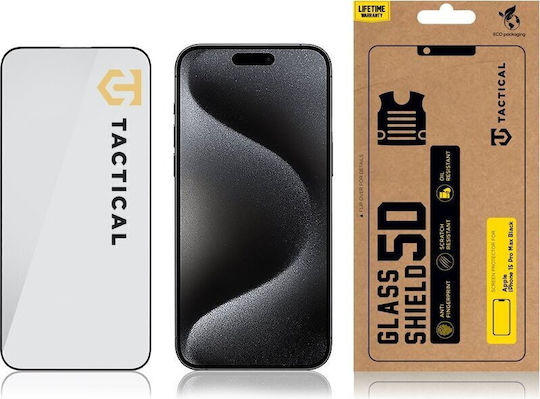 Tactical Glass Shield 5D Gehärtetes Glas Schwarz (iPhone 15 Pro Max)