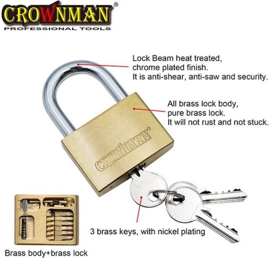Crownman Alamă Lăcăt Potcoavă cu cheie 40mm 1buc