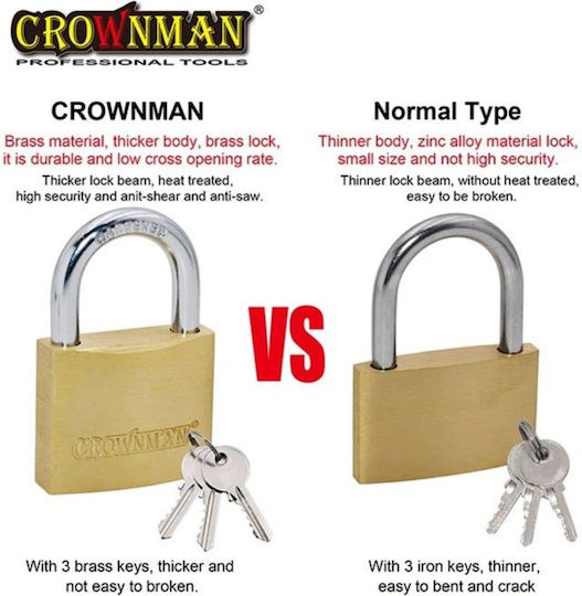 Crownman Ορειχάλκινο Λουκέτο Πέταλο με Κλειδί 60mm