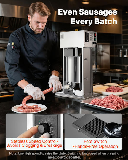 Vevor Sausage Filler Machine with Pedal 10lt 39.5x29.5x70cm