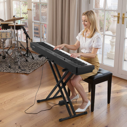 Vevor Electric Stage Piano QPZBZSZCGQ88DTDH4001V2 with 88 Weighted Keys Built-in Speakers and Connection with Headphones Black