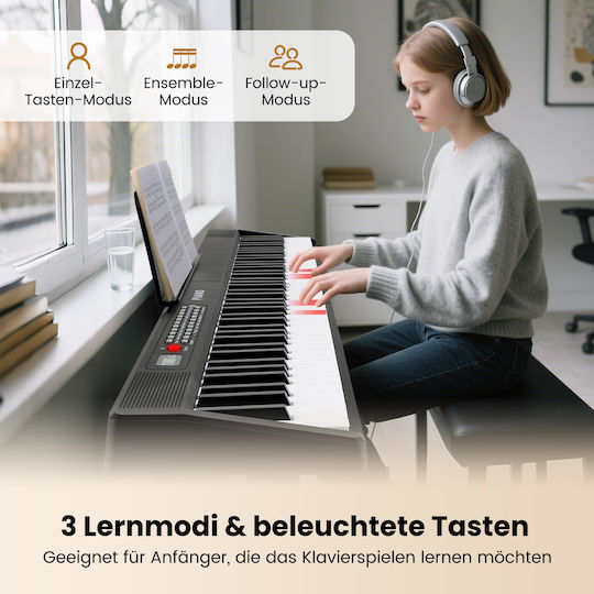 Costway Electric Stage Piano MU10132DE-DK Set with 88 Dynamically Keys Built-in Speakers and Connection with Headphones
