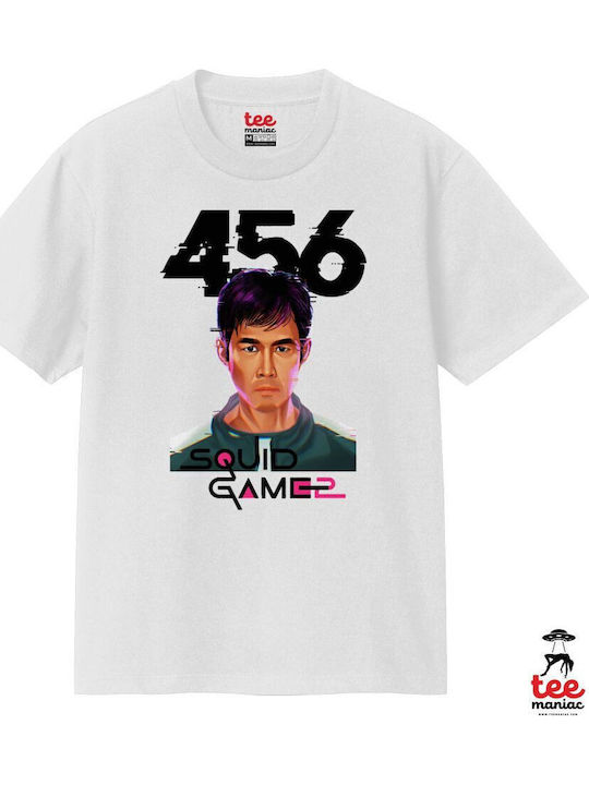 Squid Game 456 Gi-hun Classic T-shirt Double Stitching Without Side Seams White 100% Cotton Vegan & Oeko-tex Certified Squid Game 456 Gi-hun Classic T-shirt Double Stitching Without Side Seams White 100% Cotton Vegan & Oeko-tex Certified