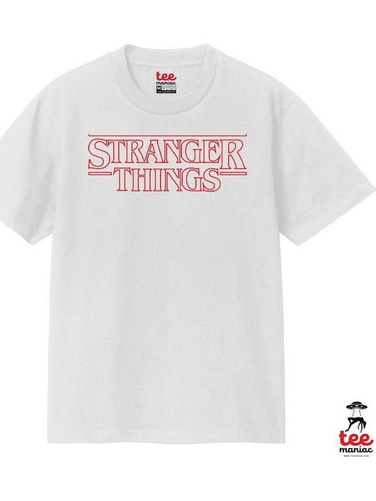 Stranger Things Logo Κλασικό T-shirt Διπλής Ραφής Χωρίς Πλευρικές Ραφές Λευκο 100% Βαμβάκι Vegan & Oeko-tex Πιστοποιημένο Stranger Things Logo Κλασικό T-shirt Διπλής Ραφής Χωρίς Πλευρικές Ραφές Λευκο 100% Βαμβάκι Vegan & Oeko-tex Πιστοποιημένο
