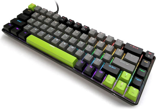 Media-Tech Red Core MX60 Gaming Mechanical Keyboard 60% with Cherry MX Red switches and RGB lighting (International English) Green/Grey/Black