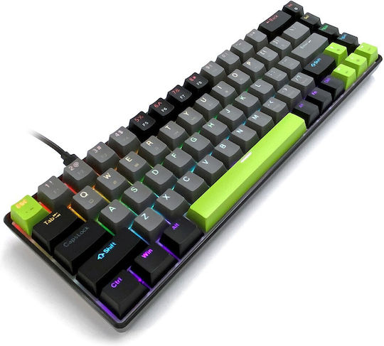 Media-Tech Red Core MX60 Gaming Mechanical Keyboard 60% with Cherry MX Red switches and RGB lighting (International English) Green/Grey/Black