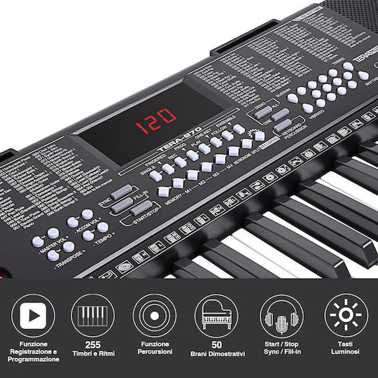 Bakaji Electric Stage Piano 02832748 with 61 Weighted Keys and Built-in Speakers