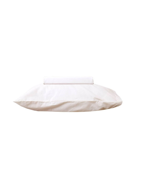Viopros Σετ Παπλωματοθήκη Βαμβακερή 160x240cm Μονή με Μαξιλαροθήκη Εκρού