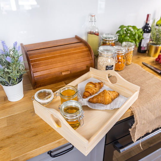 Creative Wooden Rectangular Serving Tray with Handles in Beige Color 35x25x10.5cm JAN-CD-TRAY-HEART-M 1pcs