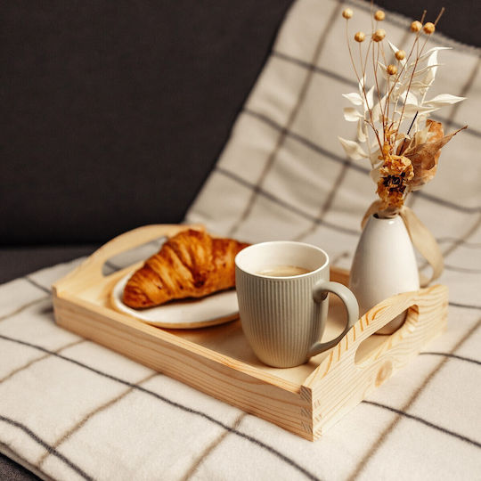 Creative Lemnos Dreptunghiular Tavă de Servire cu Mânere în Culoare Bej 30x20x6.3cm JAN-CD-TRAY-S 1buc
