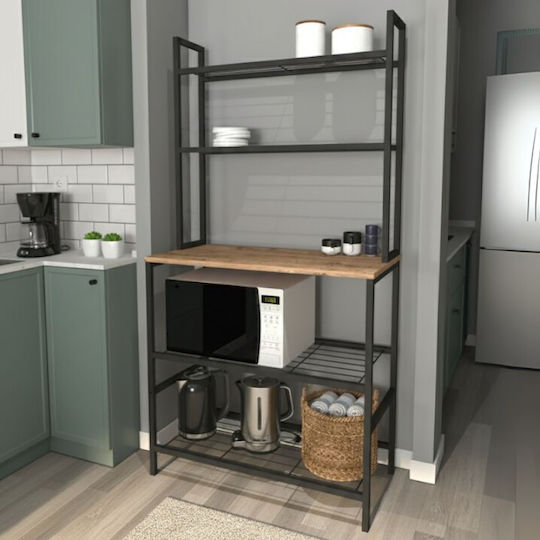 Megapap Mulligan Lebensmittelregal Metallisch 5 Ebenen Schwarze 81x40.5x160cm