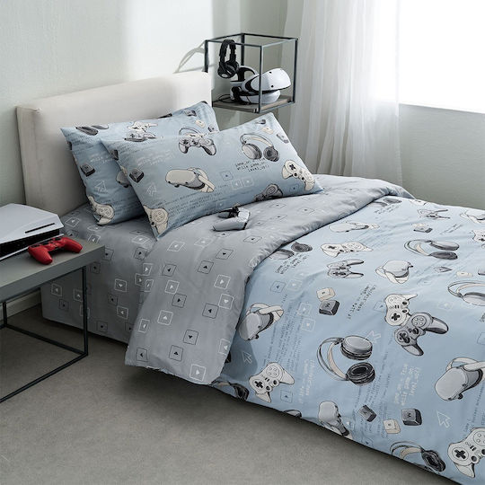Vesta Home Set Cearceafuri Single Din Bumbac Game Gri 170x260cm 3 Bucăți