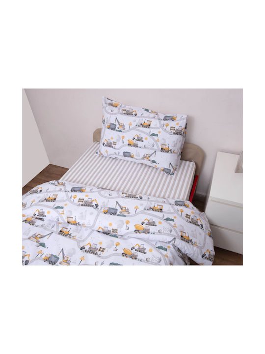 Viopros Kids Sheets Set Single Cotton Trak White 160x260cm 3 Pieces