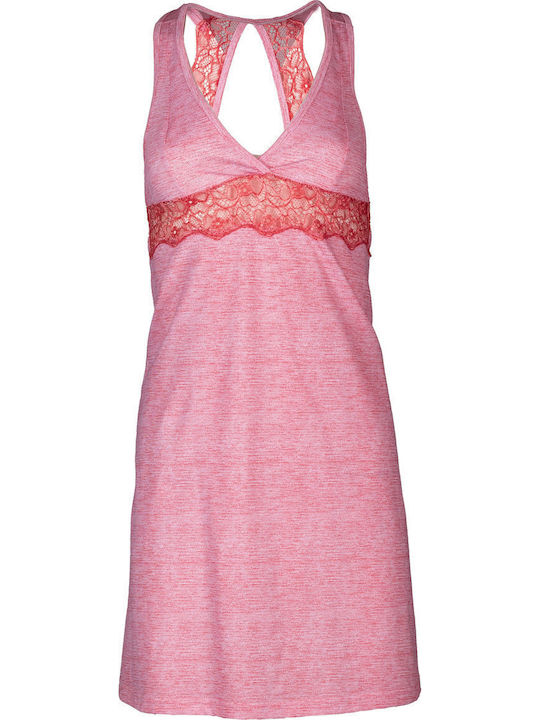 Pink Label Καλοκαιρινό Γυναικείο Νυχτικό Cherry Blossom