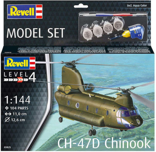 Revell Ch-47d Chinook Φιγούρα Μοντελισμού Ελικόπτερο 104 Κομματιών σε Κλίμακα 1:144 με Κόλλα και Χρώματα 4.7x4.7εκ.