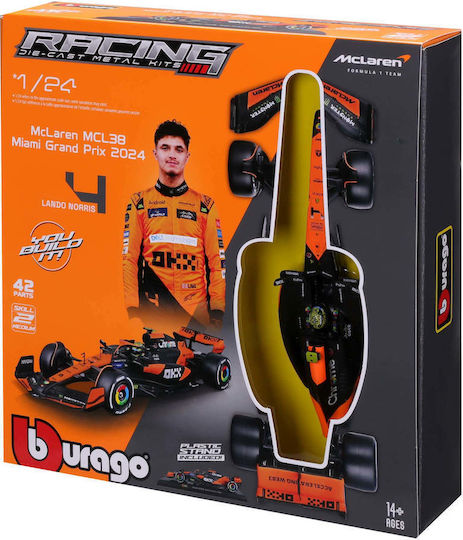 Bburago F1 Kit Mclaren Mcl38 Helmet #4 Norris 1:24 Scale Model Car