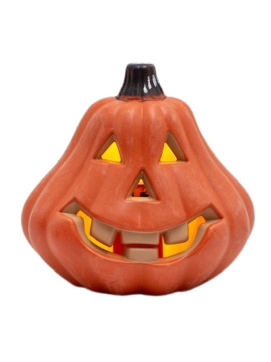 Φωτιζομενη Πορτοκαλι Κολοκυθα Halloween Σχεδιο Μπαταριας 2xaa 6 Θερμα Λευκα Led 16x14x15cm Ip20