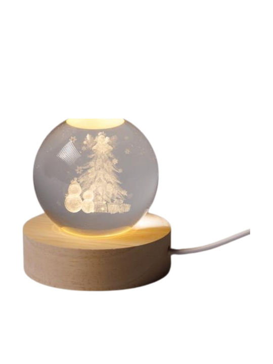 Illuminated Ball 6cm Christmas Design Snowmen Christmas Tree USB 6 Warm White SMD LED Base 7cm Power Extension 70cm IP20 Eurolamp 600-47058