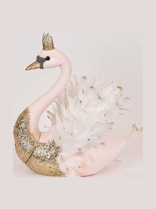 Eurolamp Samt-Schwan Rose Gold Glitter 27x22x28cm