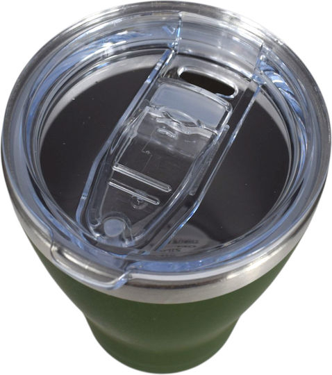 Nava Pahar Termos Oțel inoxidabil / Plastic Fără BPA 360ml Dark green cu Pai