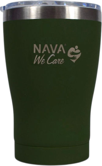 Nava Pahar Termos Oțel inoxidabil / Plastic Fără BPA 360ml Dark green cu Pai