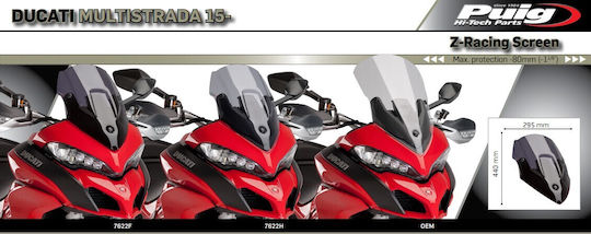 Puig Motorcycle Windshield & Windscreen Tinted Visor for Ducati Multistrada 950/1200/1260/V2/V2S 7622F