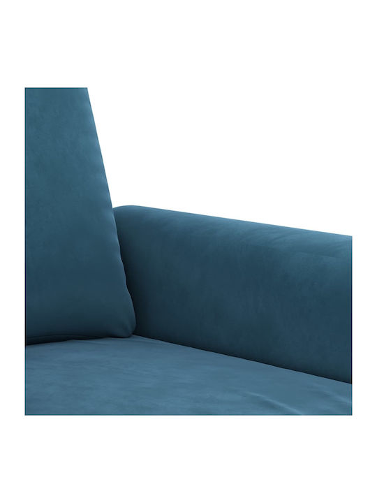 Living Room Furniture Set 3-Seater & 2-Seater & Stool Blue