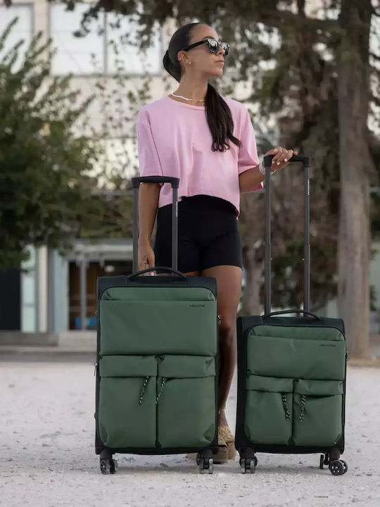 Newcom Travel Suitcases Fabric Green with 4 Wheels