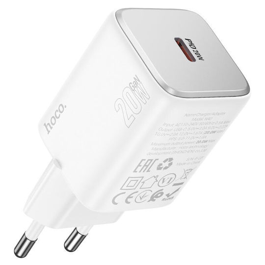Hoco Зарядно без кабел с USB-C порт 20W Power Delivery Бял (N40)