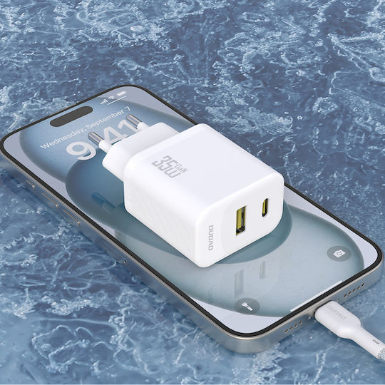 Dudao Charger Without Cable GaN with USB-A Port and USB-C Port 35W Power Delivery Whites (A27 Max)