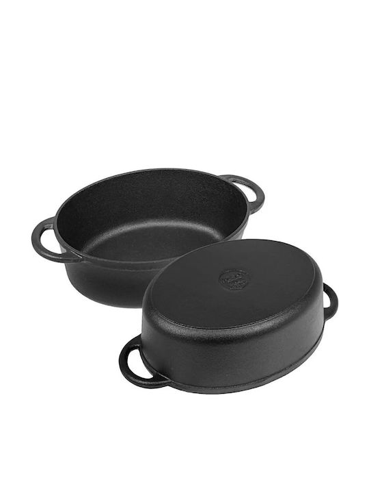 KING Hoff Dutch Oven Oval Cast Iron Black 33x22cm 1pcs