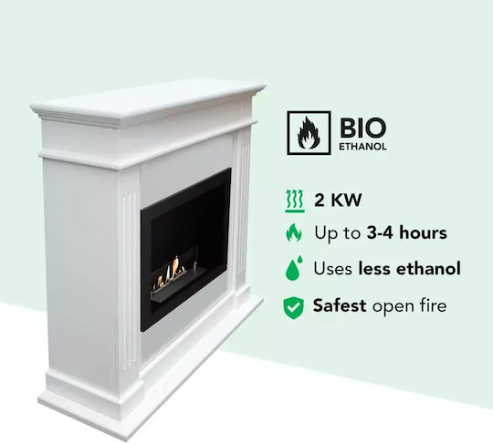 Xaralyn Indoor Wall Mounted Bioethanol Fireplace White 92x98x28cm