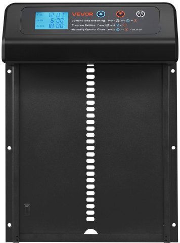 Automatic Chicken Coop Door Vevor Chicken Coop Door Battery Timer Manual Adjustment Anti-Pinch Safety Durable Aluminum Alloy Automatic Door Opener Chick Run Waterproof Seal Black