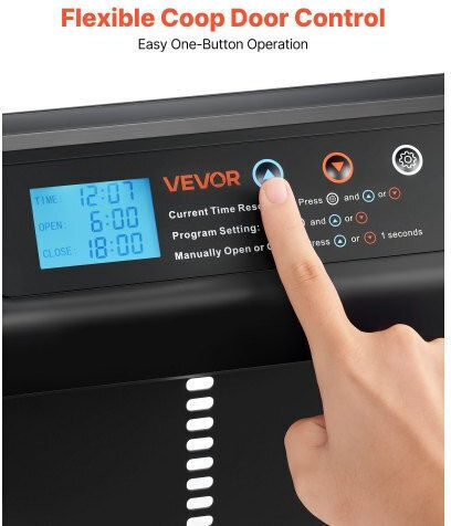 Automatic Chicken Coop Door Vevor Chicken Coop Door Battery Timer Manual Adjustment Anti-Pinch Safety Durable Aluminum Alloy Automatic Door Opener Chick Run Waterproof Seal Black