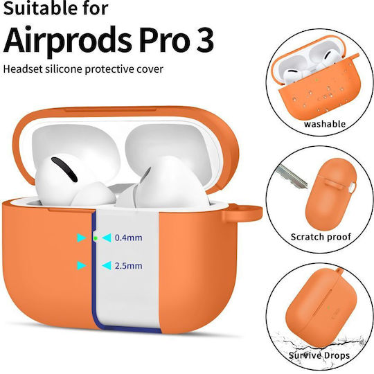 Tech-Protect Silicone Hook Θήκη Σιλικόνης με Γάντζο σε Πορτοκαλί χρώμα για Apple AirPods Pro