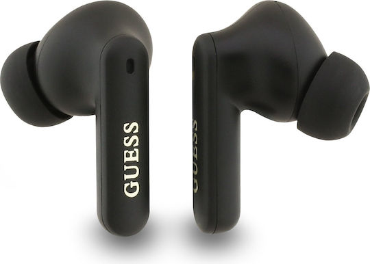 Guess 4G Script Logo In-ear Bluetooth Handsfree Ακουστικά με Αντοχή στον Ιδρώτα και Θήκη Φόρτισης Καφέ