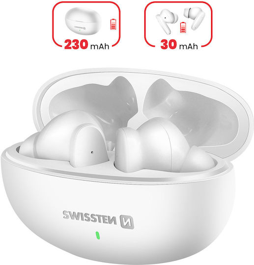 Swissten Sonic In ear Bluetooth хендсфри Слушалки с Кутийка за Зареждане Бял