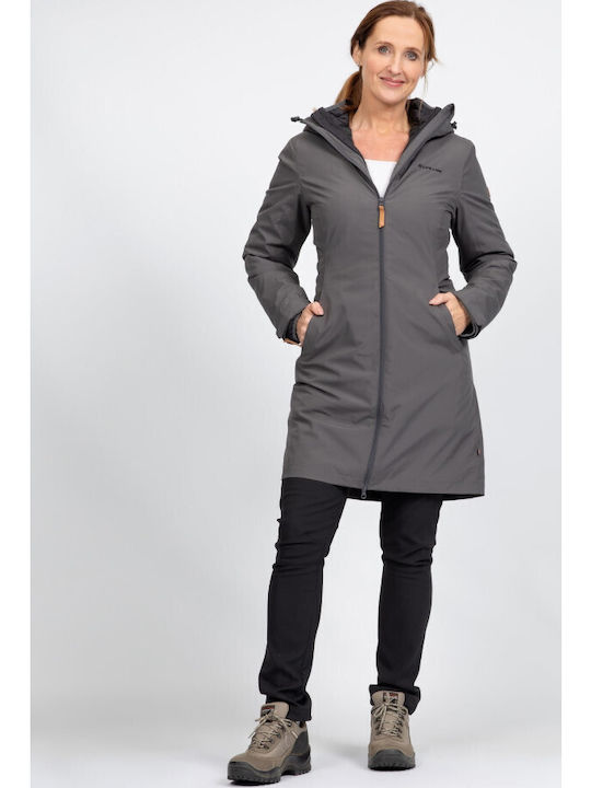 Katja 3 in 1 Long Women's Jacket for Winter Dark Grey