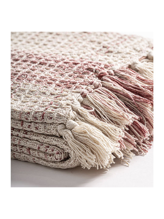 Home Design Coverlet Single Cotton Ecru - Terracotta 125x160cm