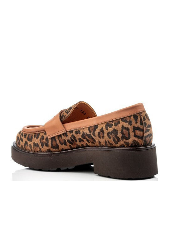 Δερμάτινα Γυναικεία Loafers σε Καφέ Χρώμα