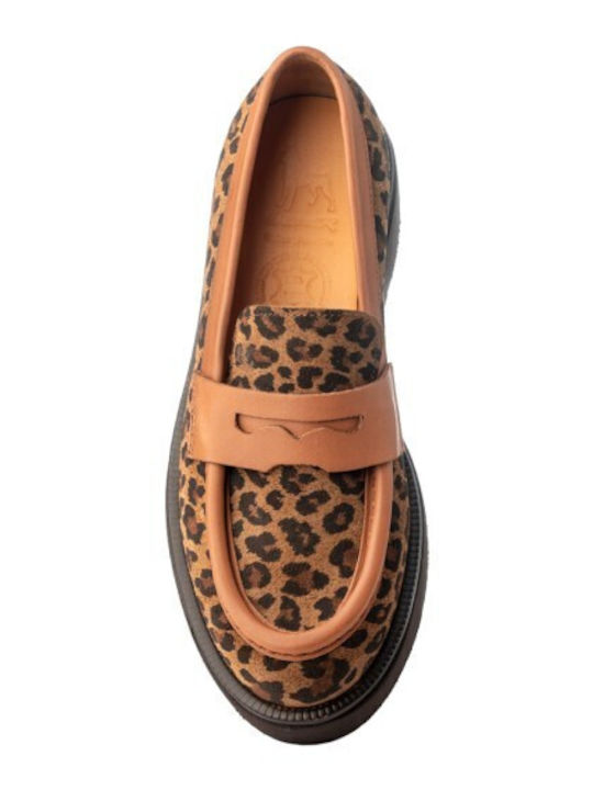 Δερμάτινα Γυναικεία Loafers σε Καφέ Χρώμα