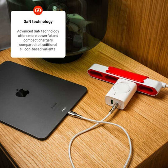 Fixed Charger Without Cable GaN with 2 USB-A Ports 33W Power Delivery Whites