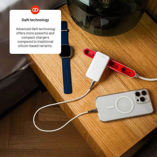 Fixed Φορτιστής Χωρίς Καλώδιο GaN με 2 Θύρες USB-C 45W Power Delivery Λευκός