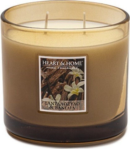 Heart & Home Aromatic Soy Candle Double Wick in Jar with Sandalwood & Vanilla Scent 230g