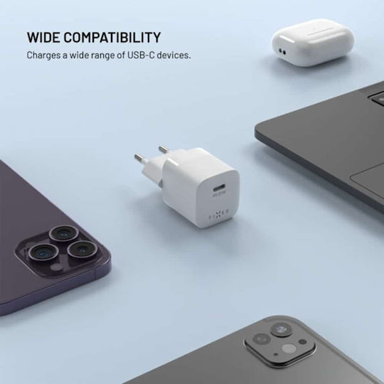 Fixed Φορτιστής Χωρίς Καλώδιο με Θύρα USB-C 20W Power Delivery Λευκός (Mini)