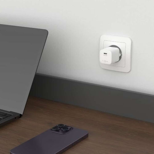 Fixed Φορτιστής Χωρίς Καλώδιο με Θύρα USB-C 20W Power Delivery Λευκός (Mini)