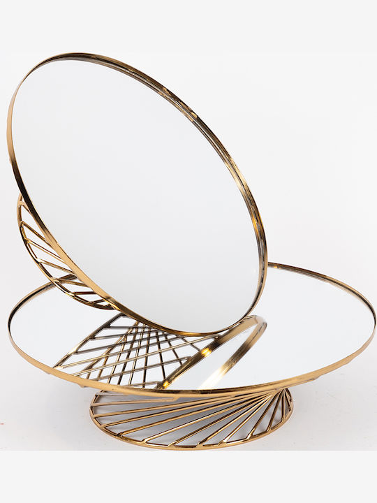 Eurolamp Metallic Round Decorative Tray with Mirror 35x10cm